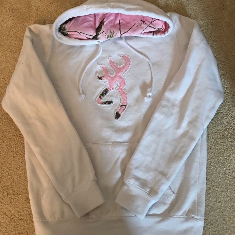 Browning White and Pink Hoodie